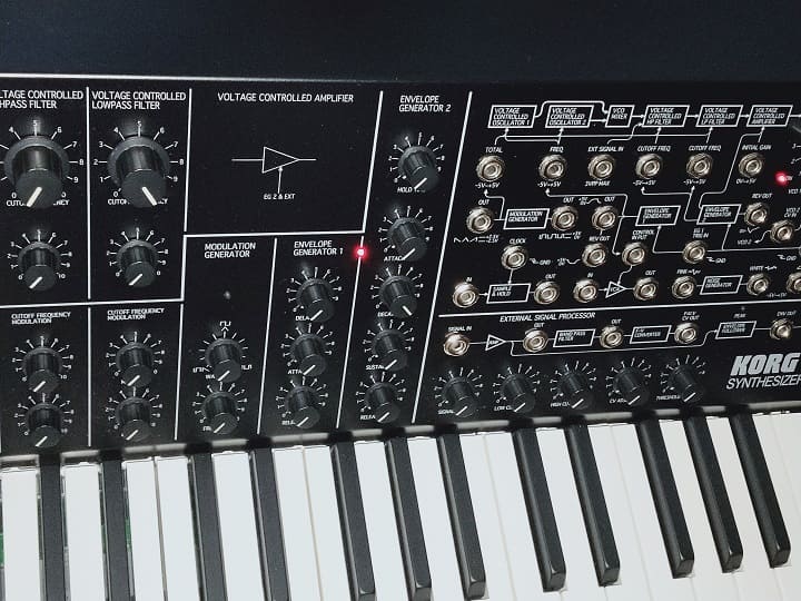 KORGのアナログシンセサイザー、MS-20miniの写真。